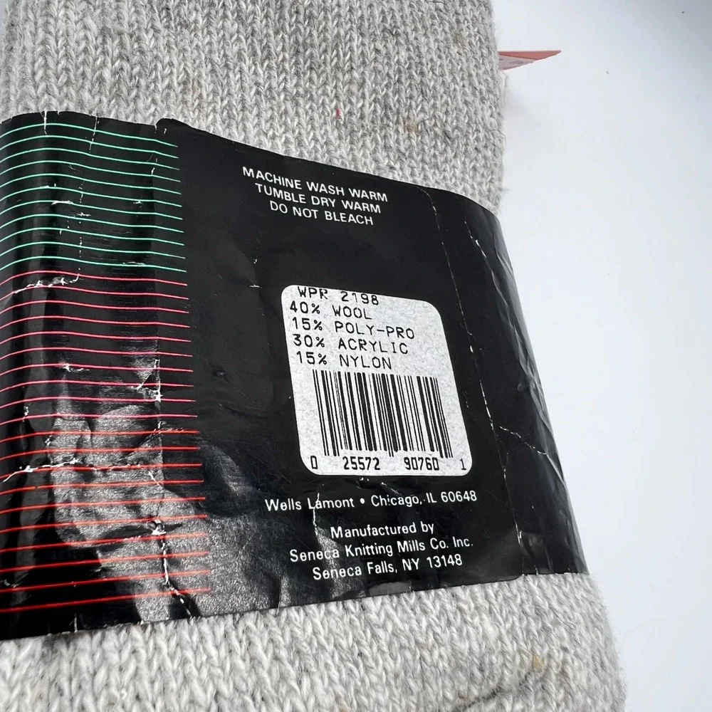 Wells Promark Hunting Outdoor Socks Wool Blend Grey Red Ribbed Knit USA Made